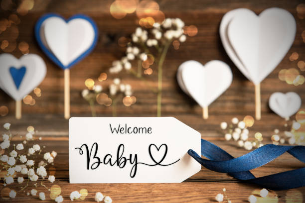 istock Label, Atmospheric Decoration, Heart, Flower, Text Welcome Baby 1499699818