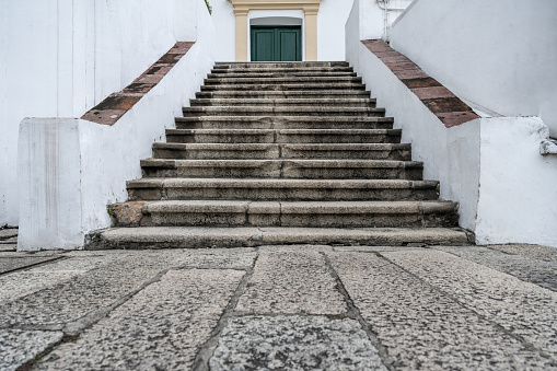 Close-up of ancient stone steps