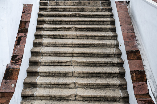 Close-up of ancient stone steps