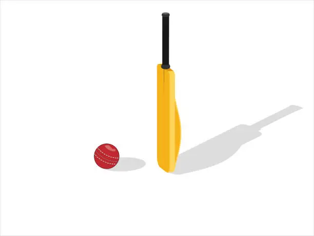 Vector illustration of Cricket Bat and Ball