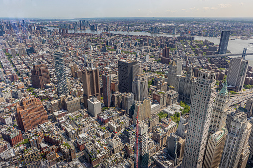 View from above over Manhattan,  New York City