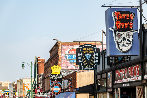 Ernest Tubb Record Shop sign on Broadway in Nashville, Tennessee on May 30th, 2022.\