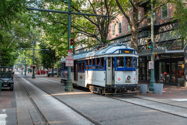 Old tram in Memphis stock photo