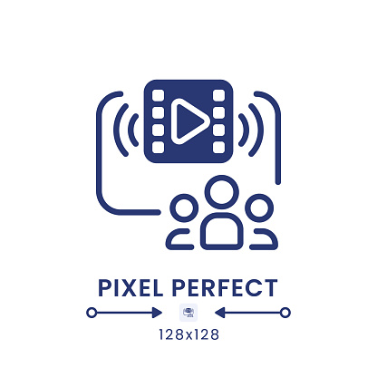 Family-friendly programming black solid desktop icon. Live streaming platform. Pixel perfect 128x128, outline 4px. Silhouette symbol on white space. Glyph pictogram. Isolated vector image
