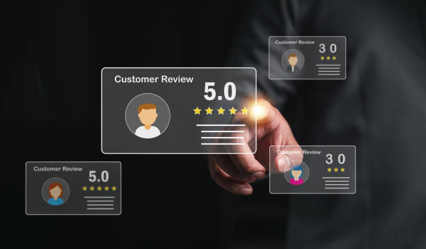 istock Users rate their experience of services in an online application. Customers can evaluate the quality of service leading to business reputation rankings. 1499705310