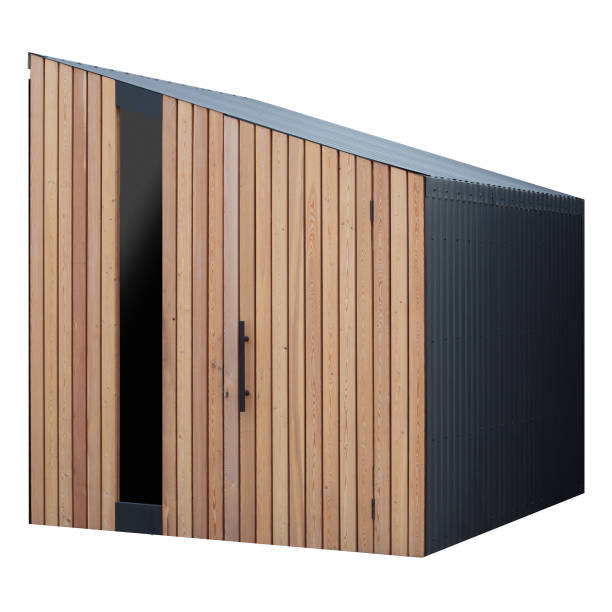 istock Wooden, modern garden storage on white background. 1499706080