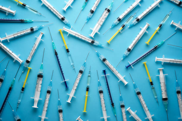 Syringes close-up view stock photo