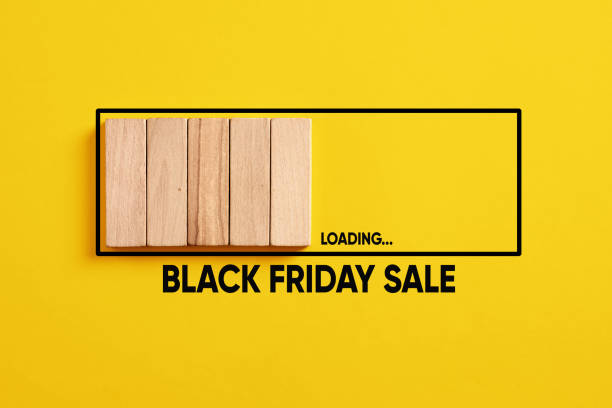 istock Online internet black friday sale announcement concept. Black friday sale loading progress bar on yellow background. 1499710669