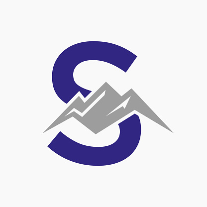 Letter S Mount Logo. Mountain Nature Landscape Logo Combine With Hill Icon and Template