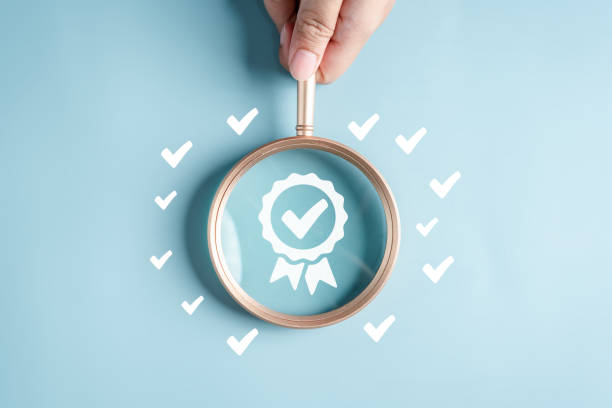 istock Checklist Quality Standards Guarantee with Quality Assurance improvement. Standardization, certification. Compliance to regulations service and standards. 1499713982