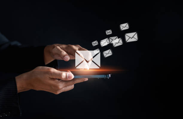 istock Email Sending online connection network, businessman using online letter contact and communication, email icon, email marketing, send e-mail or newsletter, online working internet network. 1499715010