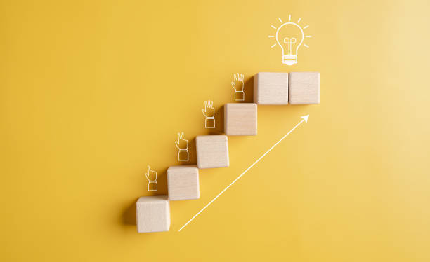 istock Idea ladder Steps for creating ideas, executing steps to achieve the goals of thinking with steps in education and business operations. 1499715034