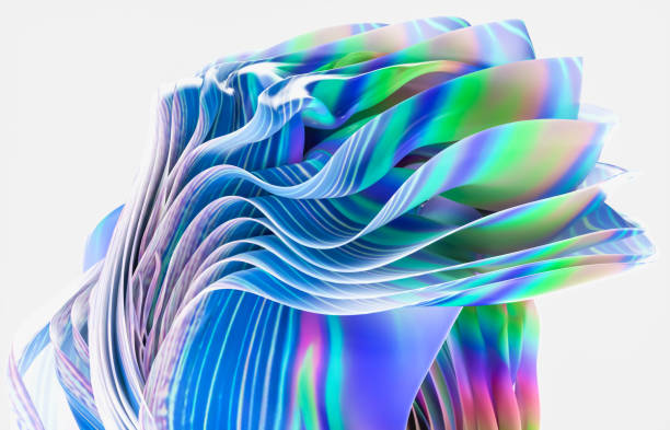 istock Abstract geometric crystal background with iridescent holographic texture. curve. cloth. 1499721307