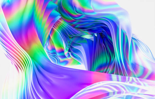 istock Abstract geometric crystal background with iridescent holographic texture. curve. cloth. 1499721319