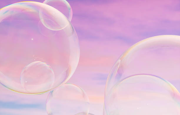 istock Abstract 3d art with holographic soap bubbles floating on sky background. fluid. liquid blobs. 1499721983