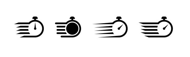 ilustrações, clipart, desenhos animados e ícones de ícone de tempo rápido ou prazo - saída com intervalo