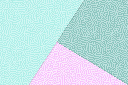 Multi-layered Papercutting Diagonal Background with Reaction Diffusion Texture in Aqua and Pink - Trendy, Modern