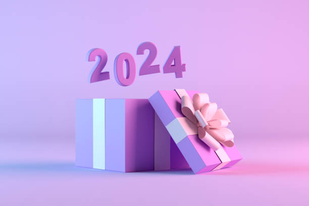 istock Open gift box with 2024 new year 1499728167