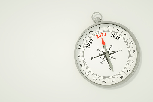 2024 New Year Compass. Digitally generated image.