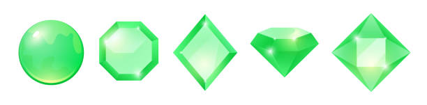ilustrações, clipart, desenhos animados e ícones de vector verde gema esmeralda ilustração joia safira design diamante rubi. ícone de joia de pedra dos desenhos animados objeto de joias de cristal. - diamond gem sapphire ruby