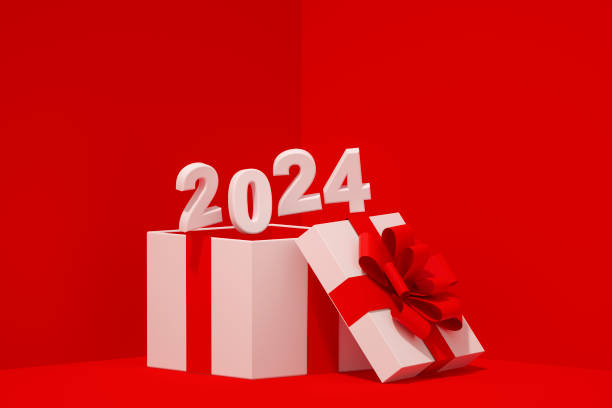 istock 2024 flying out of gift box on red background 1499730717