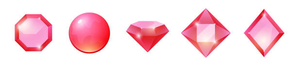 ilustrações, clipart, desenhos animados e ícones de vector vermelho gema esmeralda ilustração joia safira design diamante rubi. joia dos desenhos animados ícone vermelho pedra cristal joias objeto. - diamond gem sapphire ruby