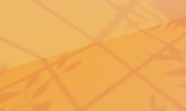 istock abstract brown orange, empty room with window shade and plants. 3D rendering 1499731013