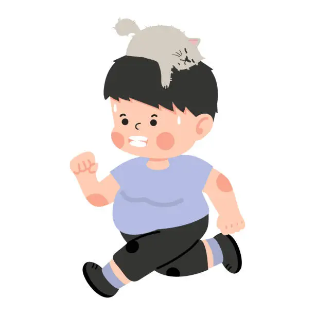Vector illustration of fat man is running healthy lifestyle