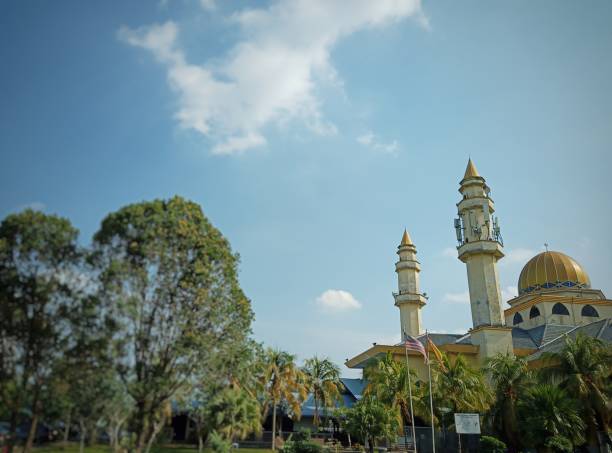 istock A landscape view of a mosque surrounded by trees with clouds and blue sky background. 1499733679