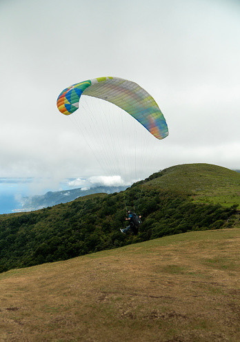 Paragliding adventure. Tourists having fun in Madeira
