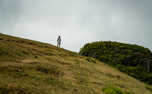 Tourists hiking and exploring the beautiful island of Madeira