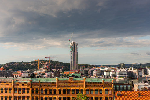 Scenic panoramic  view of Gothenburg harbour in summer