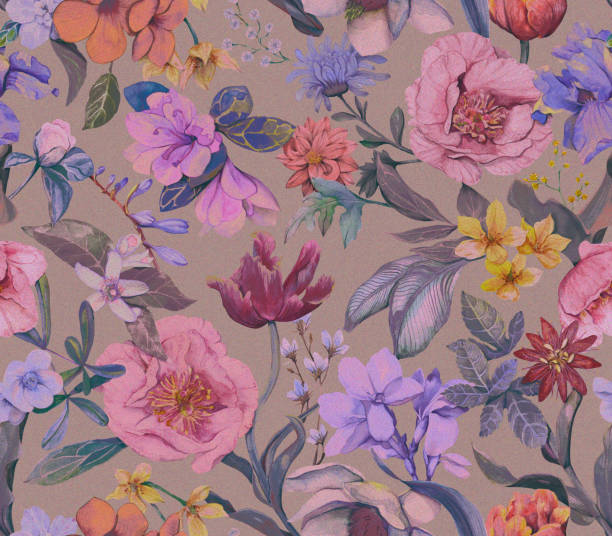 istock Floral seamless pattern painted in watercolor. Floral background with different flowers 1499739684