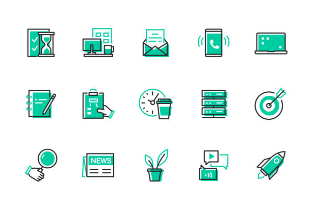 Office - modern line design style icons set vector art illustration