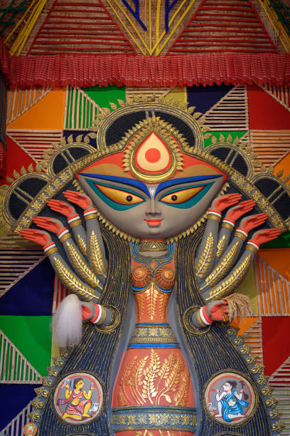 istock Goddess devi Durga idol decorated at a puja pandal in Kolkata, West Bengal, India. Durga Puja is one of the biggest religious festivals of Hinduism and is now celebrated worldwide. 1499741081