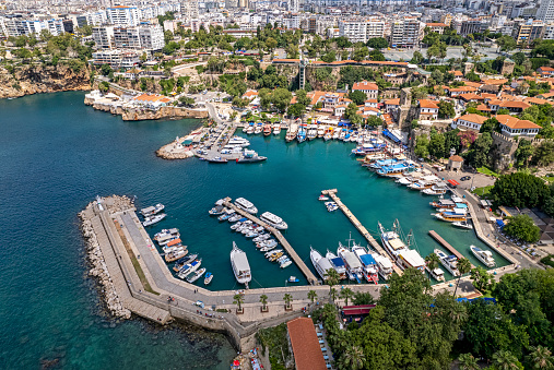 Aerial View Of Antalya Harbour (Kaleici), Antalya, Turkey