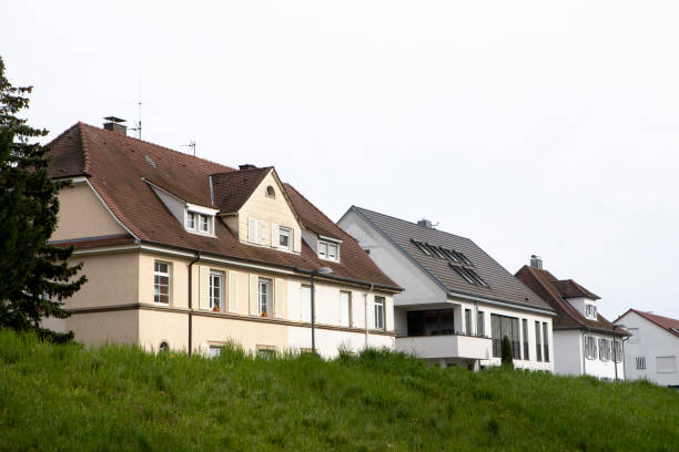 Residential neighbourhood of Kehl - a small town in Germany. These houses overlook the River Rhine