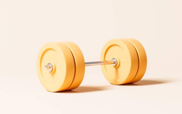 istock Barbell with cartoon style, 3d rendering. 1499746348