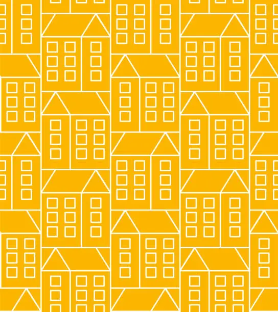 Vector illustration of House pattern seamless. favela background. Baby fabric texture