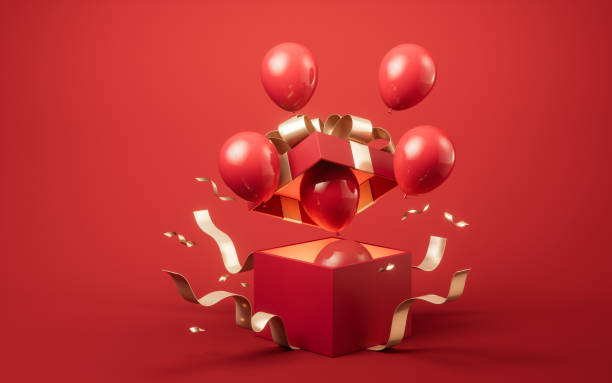 Opening gift box, festivals and celebrations, 3d rendering.