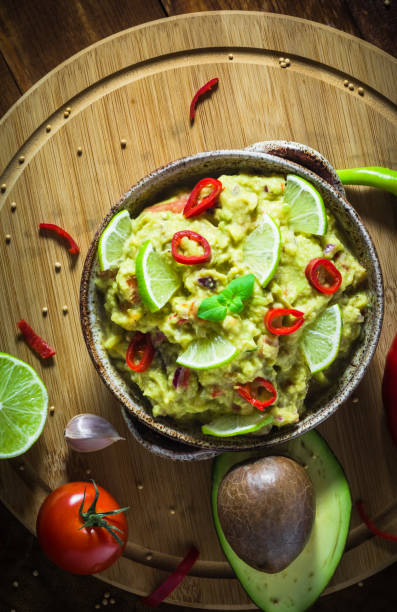 istock Background Delicious dip avocado paste tomato chilli pepper lime onion garlic dill coriander 1499751438