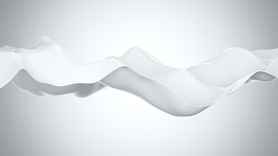 White abstract wave shape background. CGI 3D render