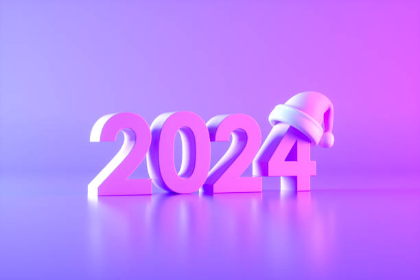 istock 2024 New Year with Santa Hat, Neon Lighting 1499751965