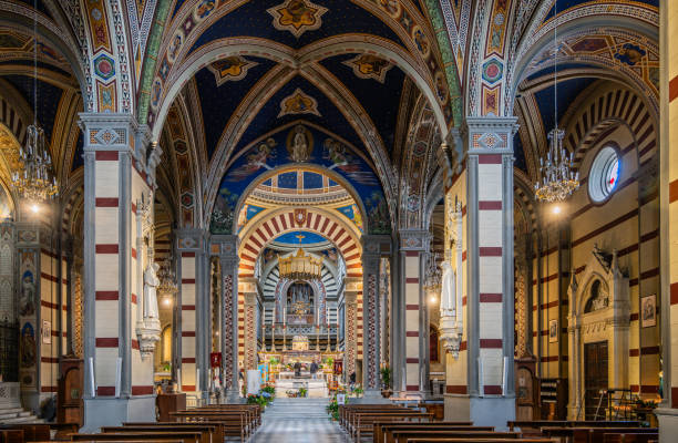 Santa Margherita basilica on top of Cortona, Tuscany Italy - fotografia de stock