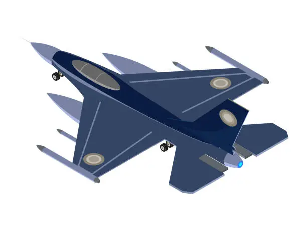 Vector illustration of Military Fighter Jet Blue