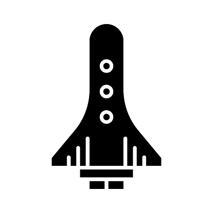 Space shuttle black line and fill vector icon with clean lines and minimalist design, universally applicable across various industries and contexts. This is also part of an icon set.