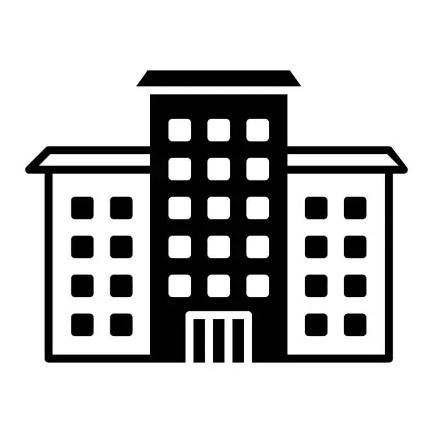 Vector illustration of Institutional Buildings Black Line & Fill Vector Icon