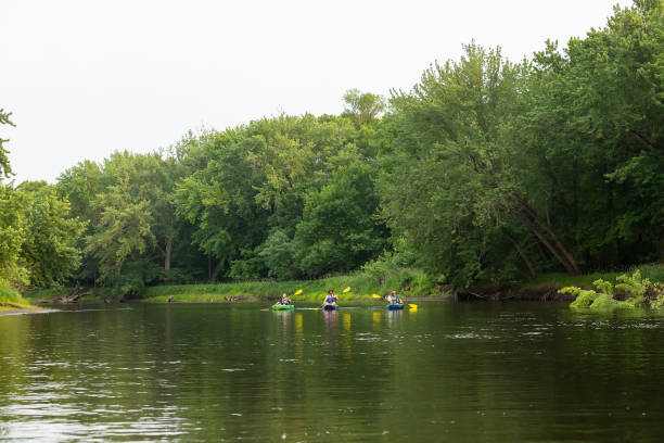 istock Family With Dog Kayaking Down Rum River in Summer 1499758385