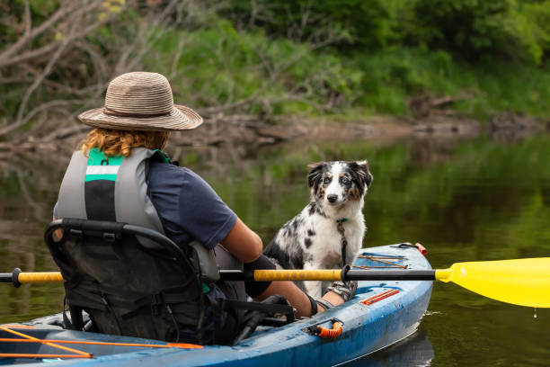 istock Girl & Dog Kayaking Down Rum River in Summer 1499758401