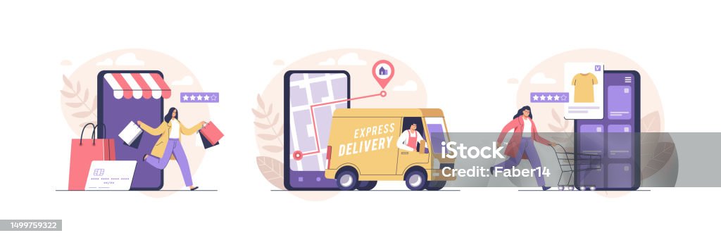 Order Delivery Vector Online Store And Order Delivery Service Online Vector Illustration ...